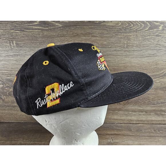 Vintage Miller Genuine Draft MGD Racing Team Black Snapback Hat Rust Wallace #2 - Picture 2 of 7
